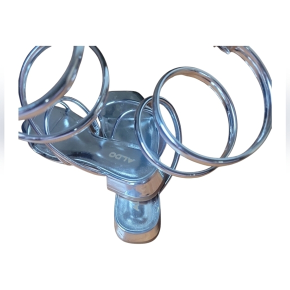 Aldo Spinna Silver Strappy Spiral Wrap Around Design Sandals Sz 7M - Picture 10 of 13